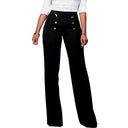 Chic High-Waist Women's Pants with Decorative Buttons