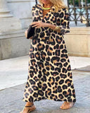 Trendy Leopard Print Maxi Dress with Wrap Design