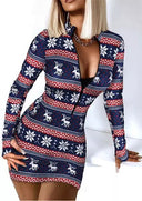 Stylish Women’s Zipper Christmas Dress