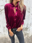 Satin Blouse with Classic Collar and Pocket
