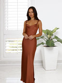 Chic Satin Maxi Dress with Adjustable Straps for Women