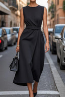 Flowing Maxi Dress with Waist Belt for Women