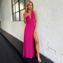 Women's Deep V-Neck Maxi Dress with High Slit
