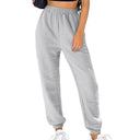 Textured Fabric Women's Pants with Elastic Waist
