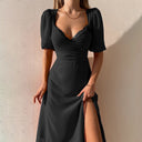 Chic Maxi Dress with Puff Sleeves and Slit