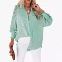 Trendy Ruffled Sleeve Blouse with Striped Design for Women