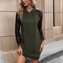 Women's Hooded Dress with Lace Sleeves