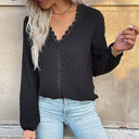 Chic Blouse with Lace Accents and Unique Design