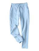 Chic Linen Blend Chino Pants with Adjustable Waist
