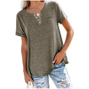 Stylish Women's T-Shirt with Button Accents and Relaxed Fit
