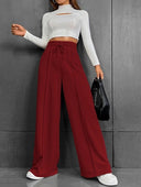 Women's Chic Wide Leg Leisure Pants with Elastic Waist