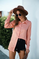 Textured Women's Long Sleeve Blouse with Classic Collar
