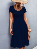 Women's A-Line Dress with Round Neckline - Ideal for Everyday Wear