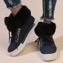 Women's Cozy Fuzzy Sneakers with Stylish Lacing
