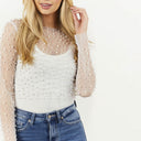 Chic Pearl-Embellished Sheer Sleeve Top