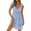 Chic V-Neck Ruffle Dress with Adjustable Straps