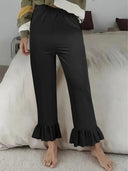 Fluffy Ruffled Hem Culottes for Women