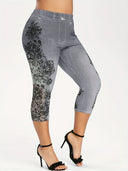 Floral Print Women's Leggings with Stretch Waist