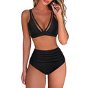Stylish Women's High-Waisted Tiered Animal Print Bikini