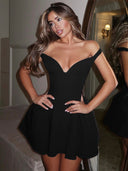 Chic V-Neck Dress with Flowing Skirt