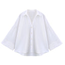 Chic Women's Blouse with Statement Sleeves and Button Front