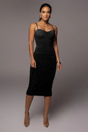 Women's Shimmery Ruching Midi Dress for Stunning Style