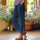 Women's Wide-Leg Linen Trousers with Pockets