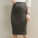Chic Knitted High-Waisted Pencil Skirt with Ribbed Design