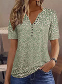 Floral Pattern Short Sleeve Women's Blouse