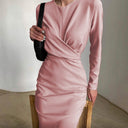 Chic Long Sleeve Wrap Dress with Flowing Design