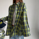 Women's Oversized Checked Shirt Blouse