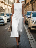 Chic Asymmetrical Maxi Dress with Waist Belt