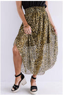 Trendy Leopard Print Maxi Skirt with Asymmetrical Hem for Women