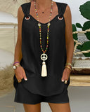 Open Shoulder Women's Summer Dress with Decorative Loops