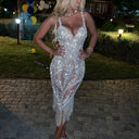 Stunning Evening Dress with Sequins & Fringes