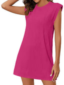 Wave-Structured Short Sleeve Dress for Women