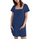 Square Neckline Summer Dress with Pockets for Women