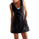 Women's Linen Dress with Deep Neckline & Pockets