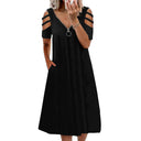 Off-Shoulder Women's Dress with Deep V-Neck Style