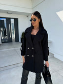 Chic Oversized Blazer with Double-Breasted Design and Handy Pockets