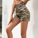 Trendy Tiger Pattern Women's Shorts with Stretch Waist