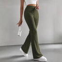 High Waist Wide-Leg Ribbed Pants for Women