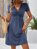 Chic V-Neck Dress with Flattering Knot Design for Women