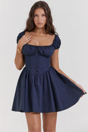 Chic Women's Summer Dress with Puff Sleeves and Defined Waist