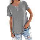 Stylish Women's T-Shirt with Button Accents and Relaxed Fit