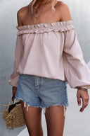 Off-Shoulder Ruffle Women’s Blouse for Stylish Elegance