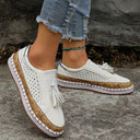 Chic Women's Slip-On Sneakers with Fringed Detailing