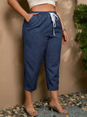 Chic Women's Leisure Pants with Elastic Waist and Handy Pockets