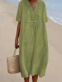 Women's V-Neck Long Sleeve Dress - Flattering Fit