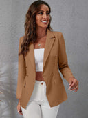 Chic Double Button Blazer with Side Pockets